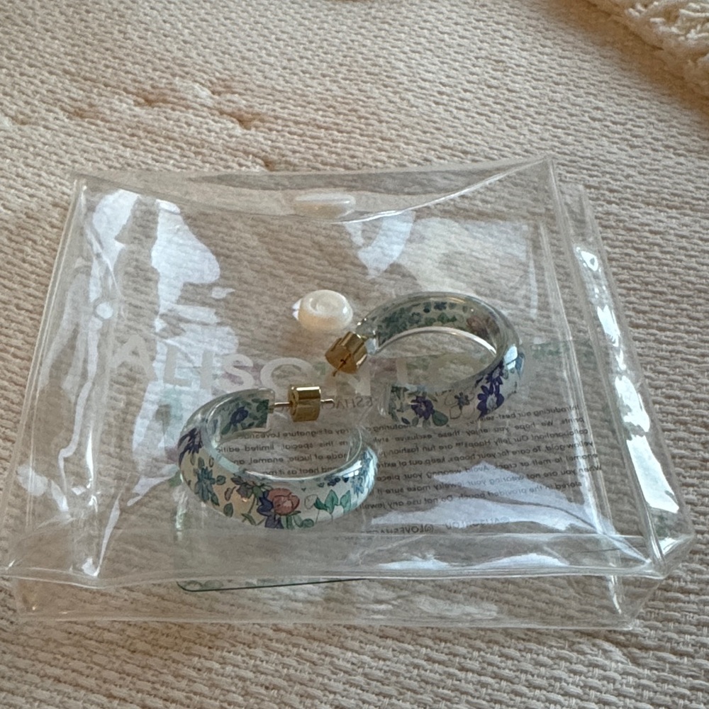 Love Shack Fancy x Alison Lou Small Jelly Floral Patterned Hoop Earrings